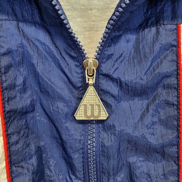 Vintage Wilson Tracksuit Jacket Mens XL Blue White Warmup Classic Fit Retro - Picture 8 of 14